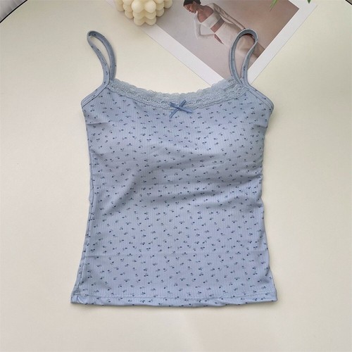 Sweet Floral Tank Tops BM Style Flower Print Camisole T Shirts - Zdjęcie 10 z 16