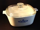 Vintage Corning Ware Blue Cornflower 80 oz 2.5 US Quart Dish A-9-0 wi Pyrex Lid
