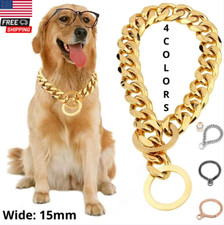 Pet Dog Cat Metal Gold Chain Walking Cuban Collar Link Luxury Necklace Bling USA