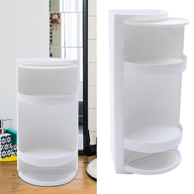 Corner Shelf 360° Rotating Triangle Rack Bathroom Storage Holder Organizer White