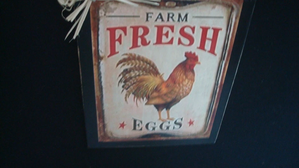 Primitive Print on PLAQUE ~FARM FRESH EGGS with CHICKEN~ 6" x 7 3/4" - Image 3 of 3