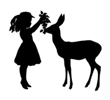 Girl Deer Silhouette unmounted rubber stamp, Christmas 24