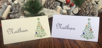 Personalised Christmas Table Name Place Cards White Ivory
