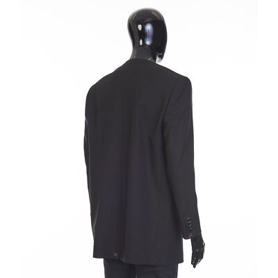 CELINE 5450$ Black Boxy Tux Jacket - Stone/Stud Embroidery, Grain