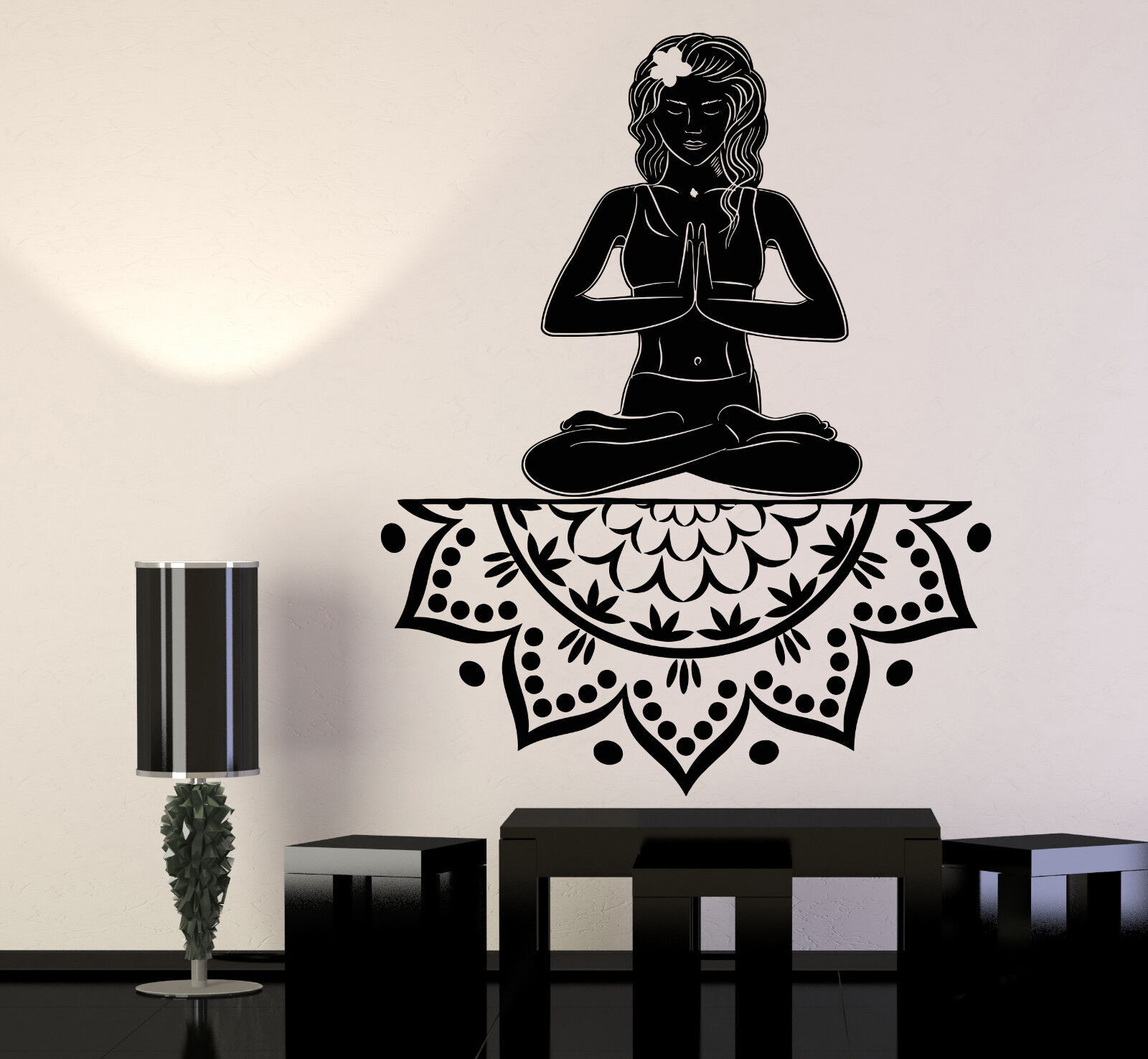 Vinyl Wall Decal Yoga Girl Meditation Lotus Pose Beauty Health Stickers ...