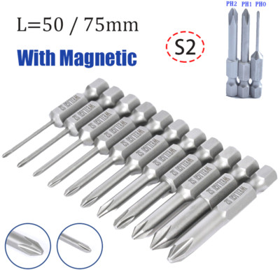 Electric Drill Phillips Screwdriver Bit With Magnetic 50mm 75mm Ph00-0-1-2 - S2