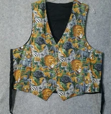 Basic Publications Vest Women XL Wild Animal Print Graphic Vest Zebra Lion #767