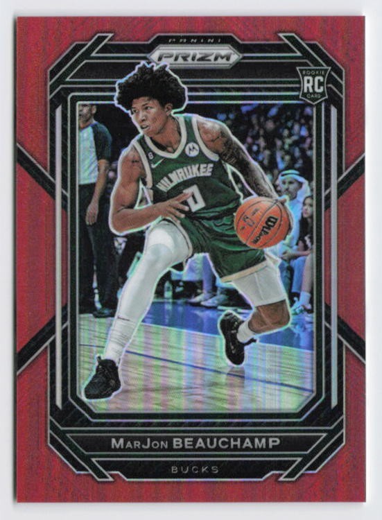 2022-23 MarJon Beauchamp Rookie Card Panini Prizm Red /299 #268 Bucks