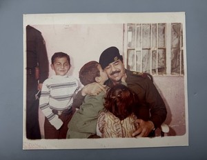 Original Saddam Hussein With Kids Photo Iraq  10x8”