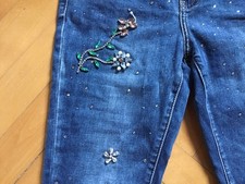 Decorated Rhinestone Skinny Jeans Size 40 Miss Bonbon