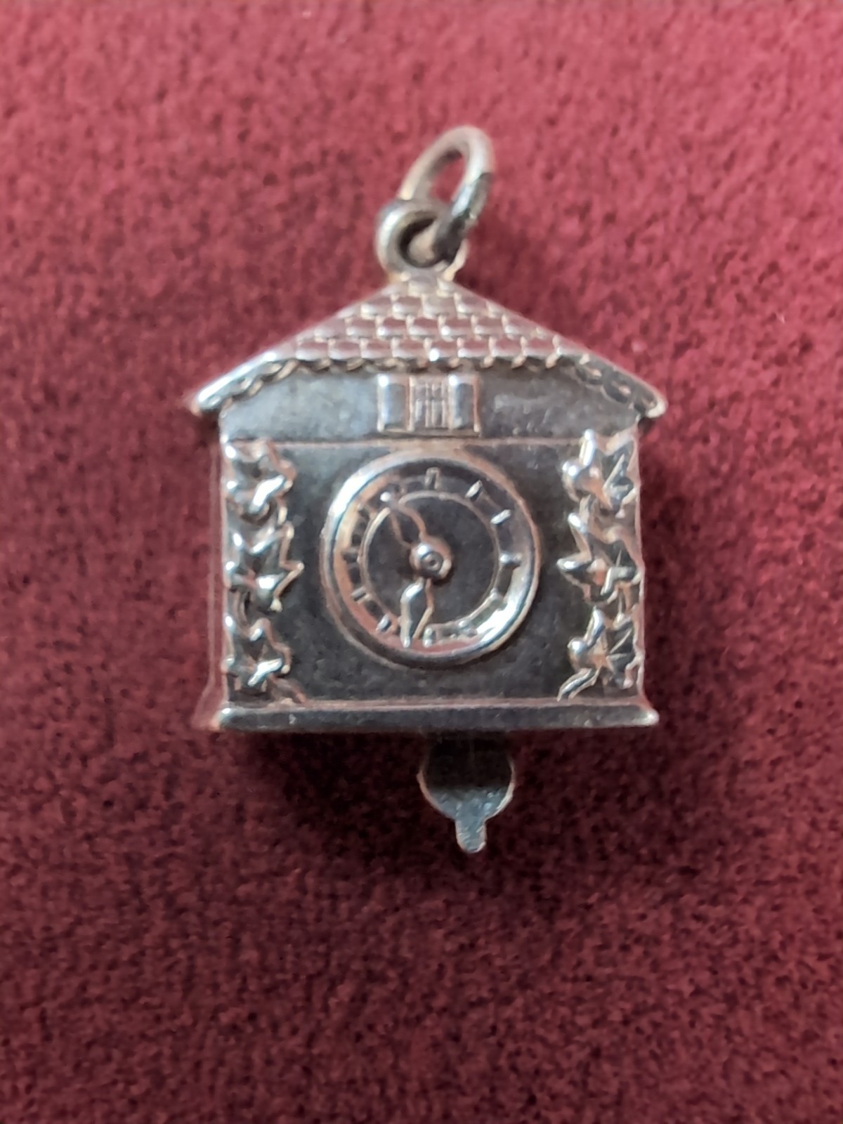Bavarian Cuckoo Clock Vintage 835 Silver Charm - 2 sided Mantle Clock Charm