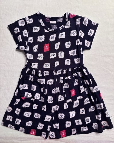 Vintage Babymini by Catimini Navy Dress with Red and White Graphic Squares