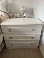 White Chest of 3 Drawers With Metal Handles