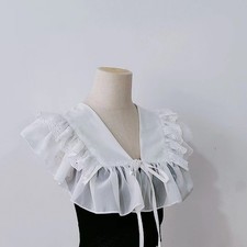 Detachable White Ruffle Lace Fake Collar Big Lapel Neck Collar Retro Accessories
