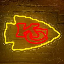 Football Neon Sign for Wall Decor Football Team Dimmable Led Neon Yellow Red-KC