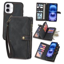 Wallet Case Compatible with iPhone 16,Detachable Magnetic for iPhone 16 Black