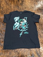 My Hero Academia T Shirt Men  s XL Black Izuku Midoriya Deku Anime Graphic Tee