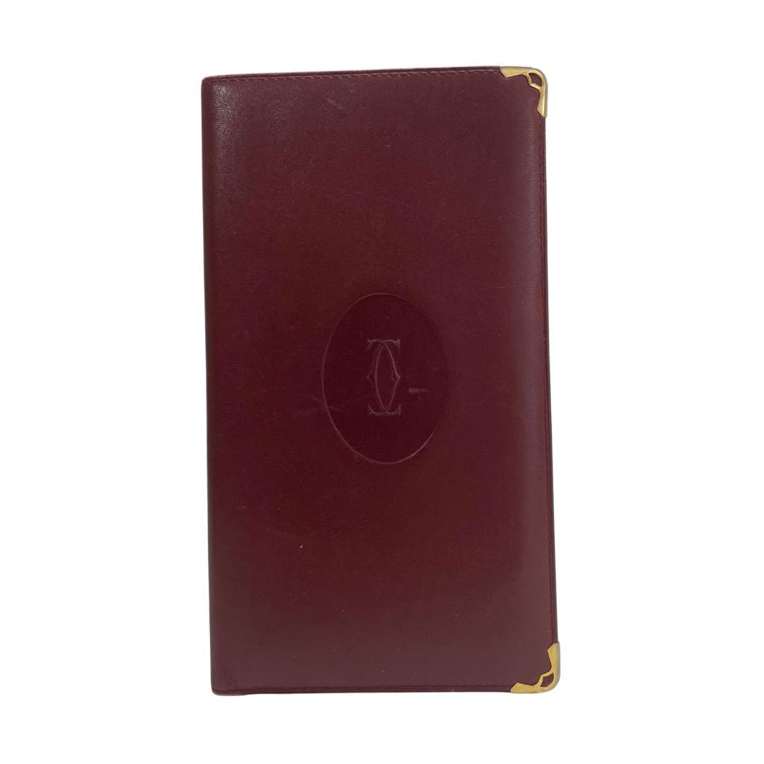 Cartier Must Bordeaux Leather Long Wallet Pre-Owned Good Condition Japan Free Shipping-image