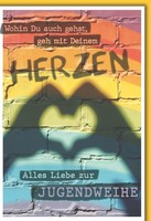 Jugendweihe GlüCkwunschkarte Mit Umschlag Regenbogenmauer Wohin Du Auch Gehst, G