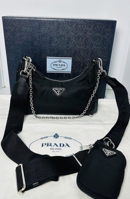 Authentic PRADA RE-Edition 2005 Shoulder Bag Black Nylon