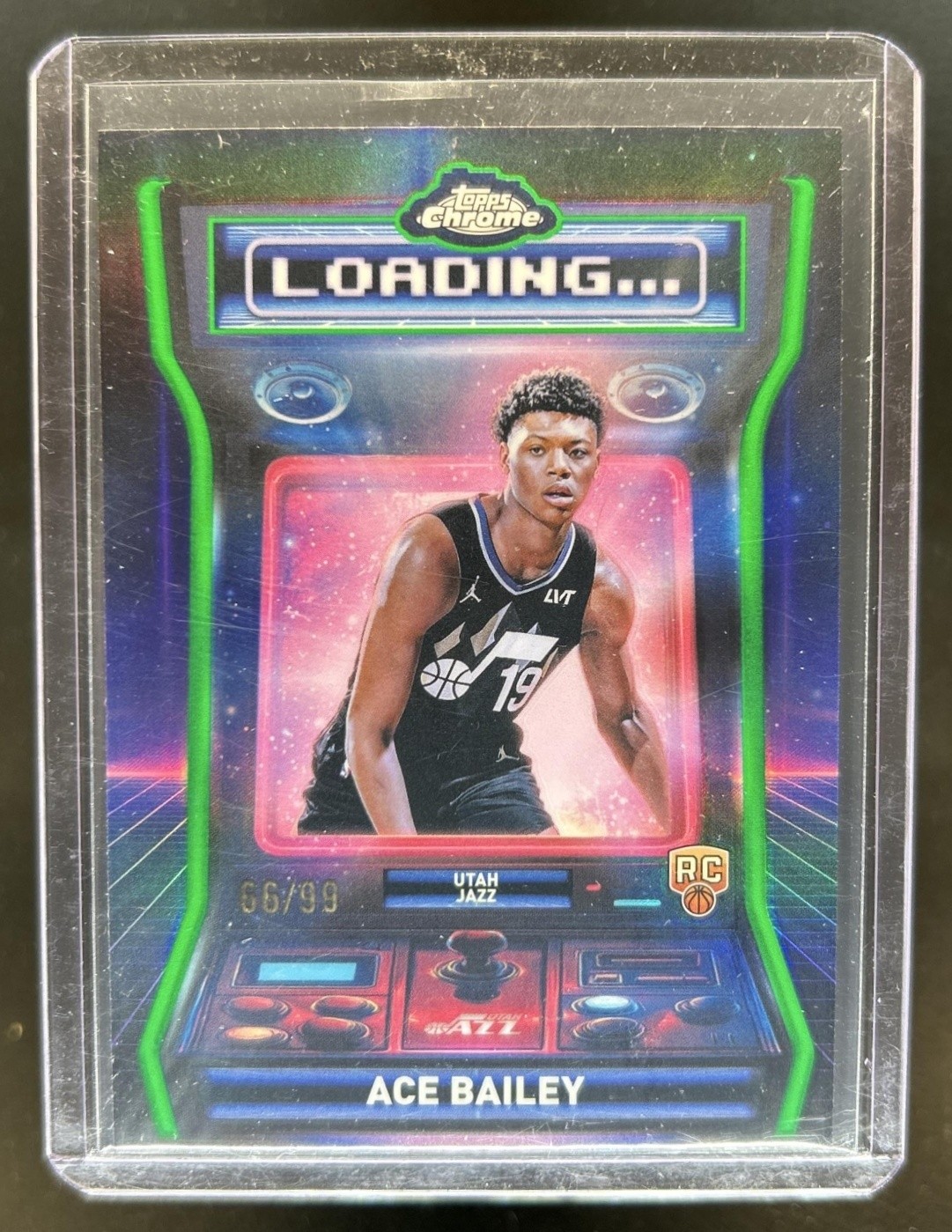 2025-26 Topps Chrome Ace Bailey Loading RC Green Refractor Rookie #/99 Jazz