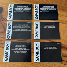 6 Copies Of GameBoy Precautions Booklet, Nintendo GameBoy Inserts