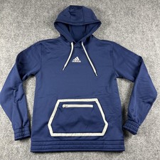 Adidas M Team Hoodie Mens Small Blue Aeroready Zip Pocket Fleece Pullover