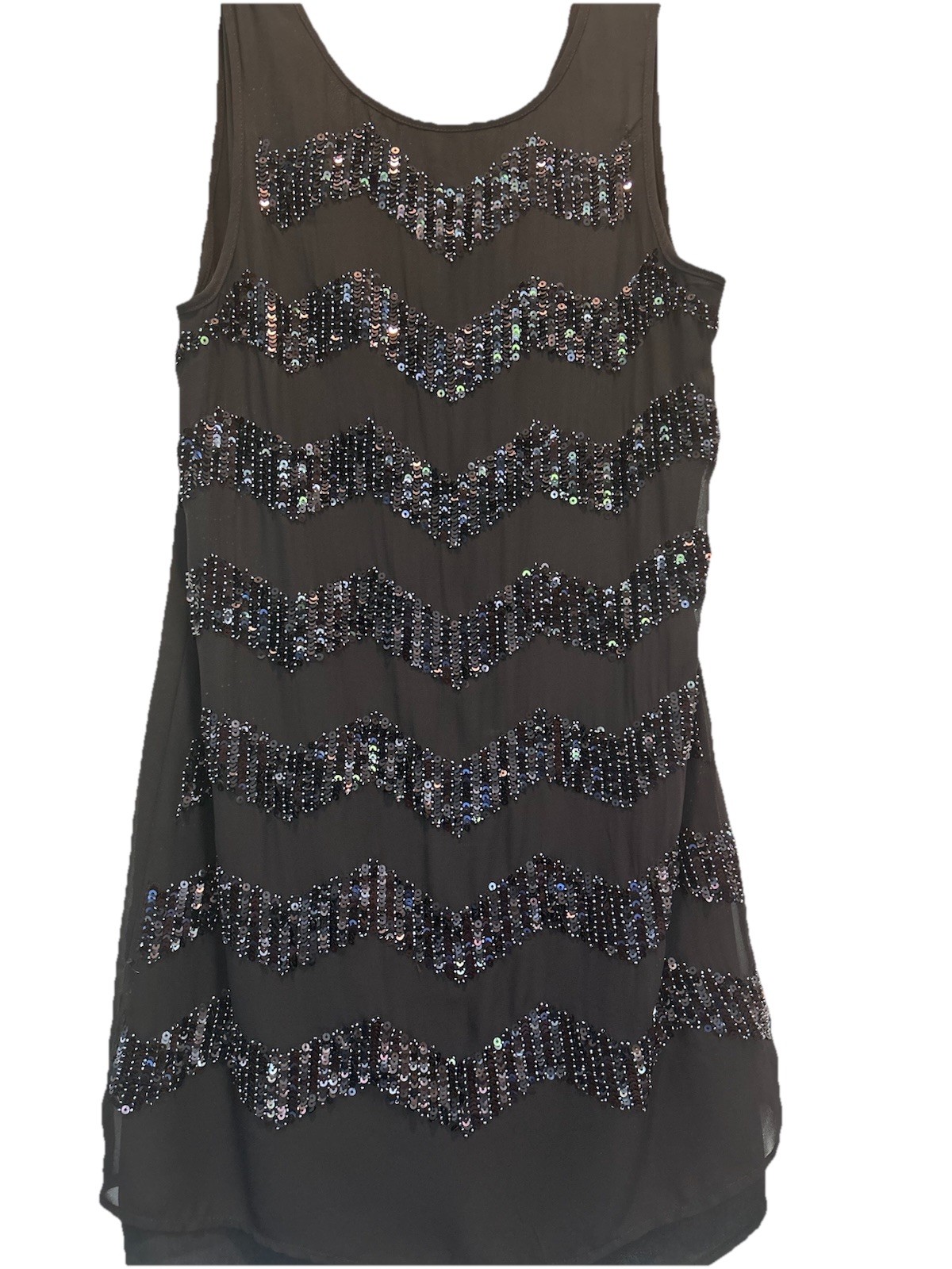 h&m Chevron pattern black sequin zigzag Dress Fro… - image 1