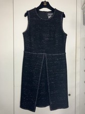 Chanel 09A Black Metallic Tweed Braided Trim Dress 40 42