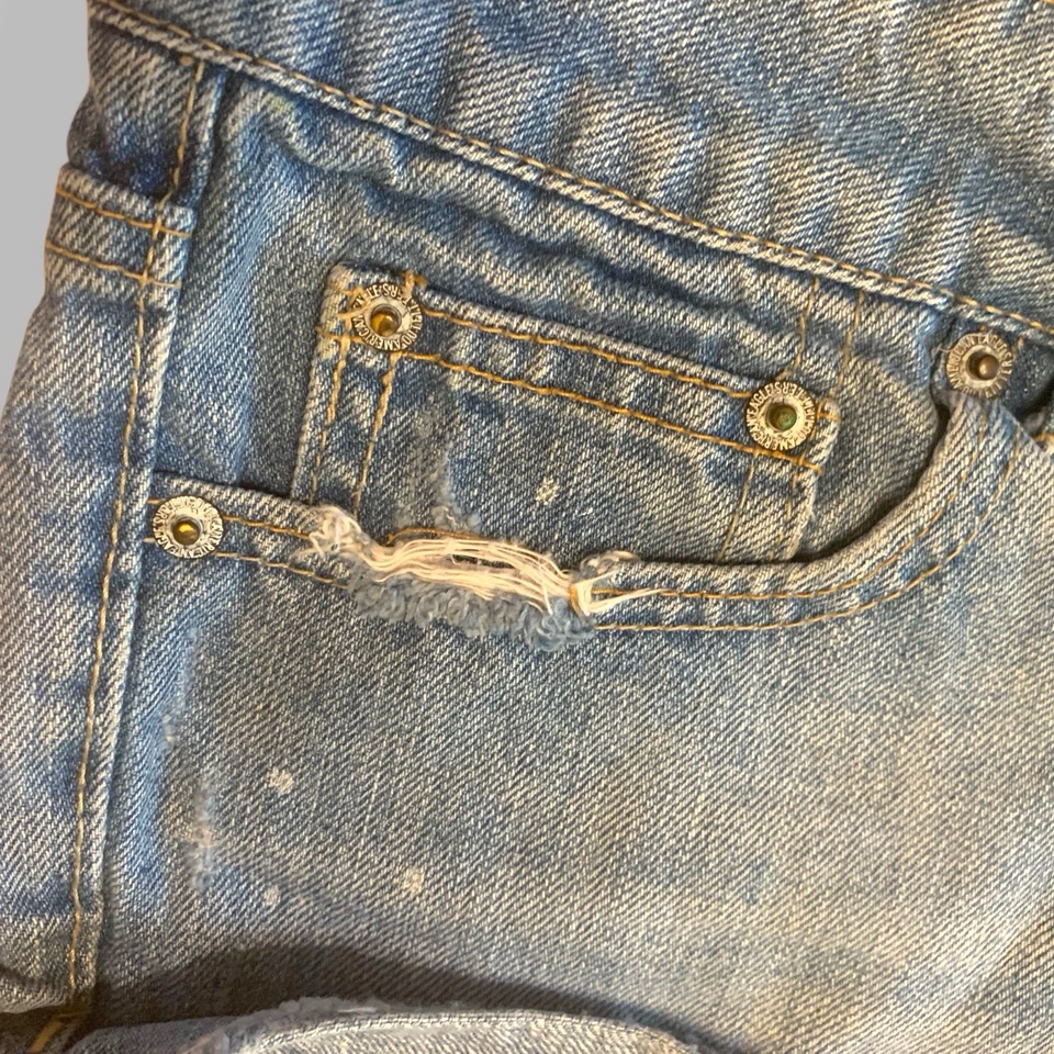 Vtg Y2K American Eagle Low Rise Shorts Sz 10 Distressed Micro Denim Jean Cutoffs - Image 3 of 4