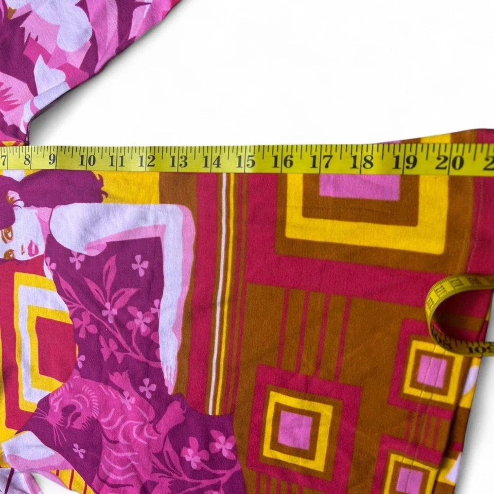 Top Hayes Custo Barcelona Talla Mediana Manga Larga Púrpura Naranja Patrón Pop Art Foto 4 de 4