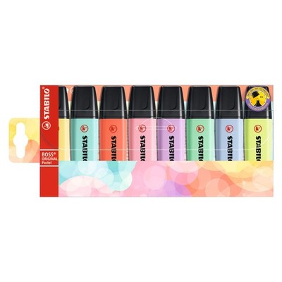 Textmarker - STABILO BOSS ORIGINAL Pastel - 8er Pack - mit 8 verschiedenen Farbe