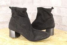 BLACK GLITTER FABRIC SOCK PULL ON ANKLE BOOTS SIZE 8 / 42 PRIMARK USE CON