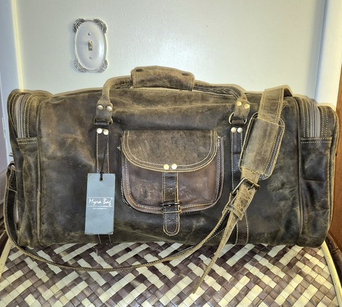 🔥New! Myra Bag Soulful Traveller Duffel Weekender Rugged Premium Leather Bag 