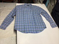 CLASSIC POLO RALPH LAUREN LONG SLEEVE OXFORD PLAID BUTTONS BLUE GREEN X-LARGE