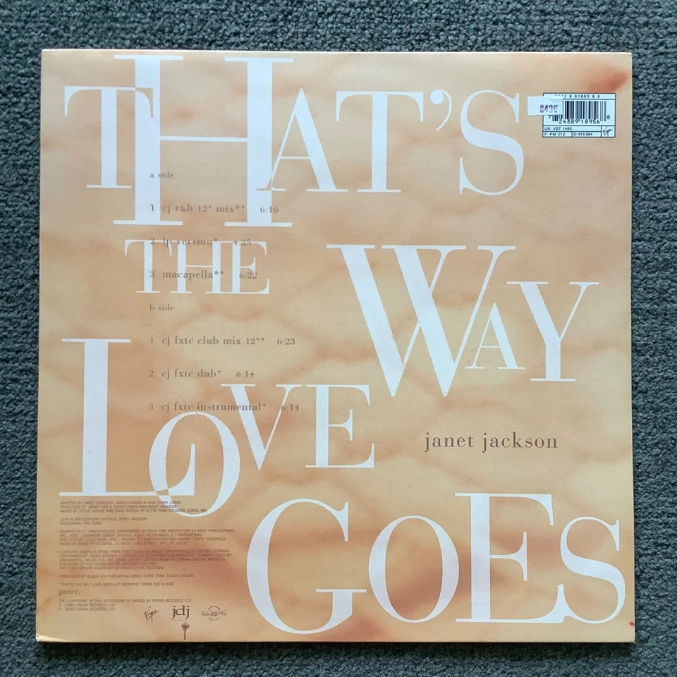 Vinyl 12" Janet Jackson 1st UK Inner That's The Way Love Goes 1993 Near Mint LP - Image 2 of 4