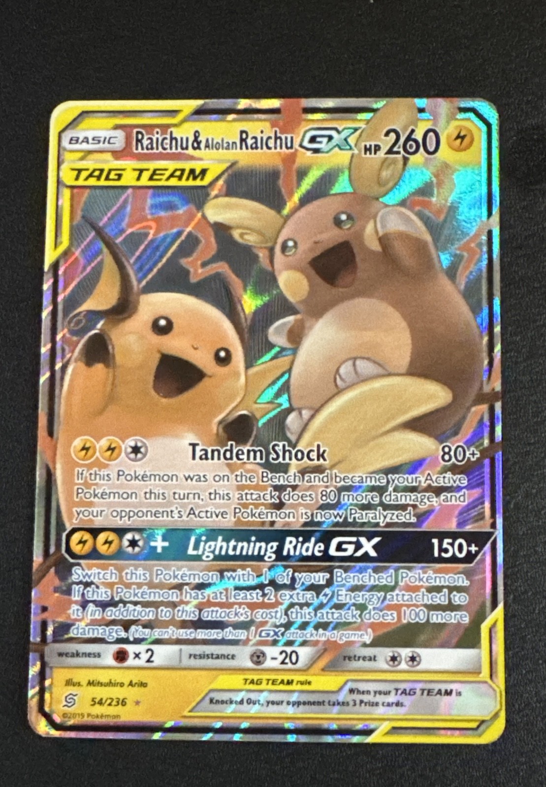 Raichu & Alolan Raichu GX 54/236 Sm-Unified Minds Holo