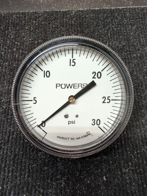 Powers Pressure Gauge 142-0393 30 PSI New Old Stock