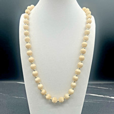 Vintage Plastic Hairs Beaded Necklace Neutral Spacer Silver Tone Women jewellery