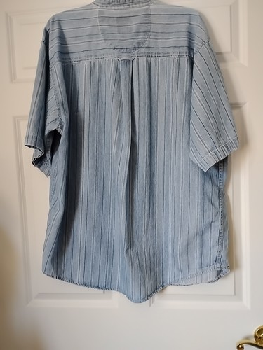 Coliseum Jeans Shirt Mens XXL Blue Denim Railroad Hickory Stripe Vintage 90s Y2K - Picture 7 of 8