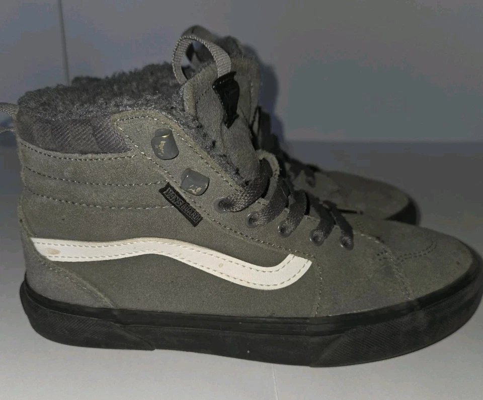 Vans Filmore Youth Boys Suede High-Top Lined Sneaker Size 4 Gray White Black - Image 2 of 4