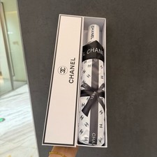 CHANEL Women's Compact Folding Umbrella Black White Logo Print
