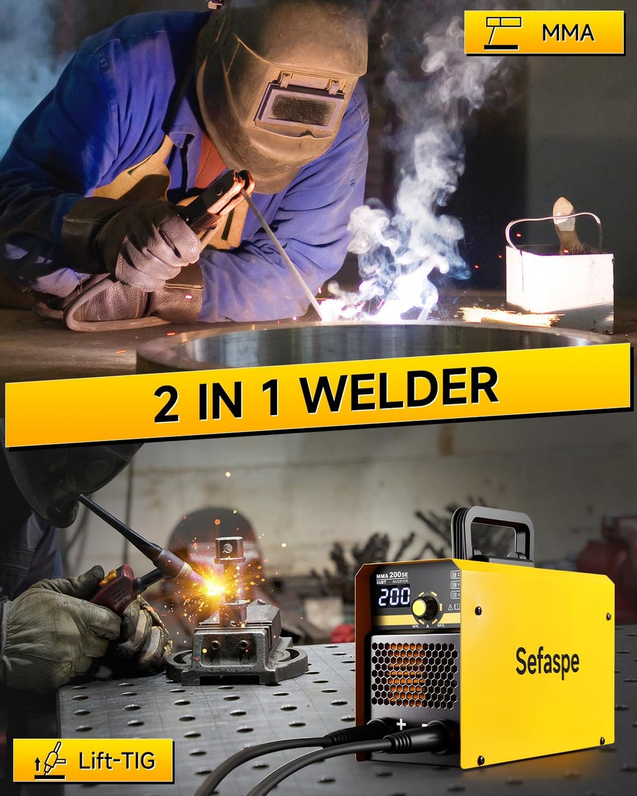 Stick Welder 200Amp with Display Digital Inverter IGBT portable Welding Machi...