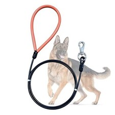 Heavy Duty Dog Leash, Chew Proof Metal Leash for Large Dogs Up to 5 FT Black
