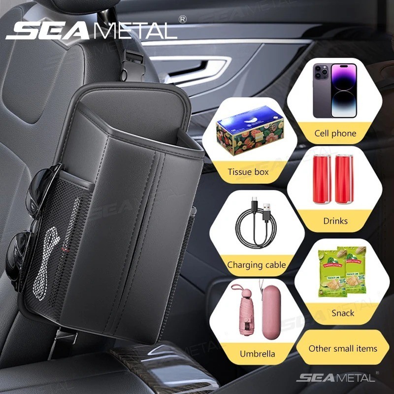 Car Seat Side Storage Bag Hanging Auto Back Seat Organizer Phone Tissue Holder