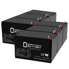 Mighty Max ML12-12NB 12V, 12Ah, NB Terminal, Replaces Leoch LP12-12 - 6 Pack