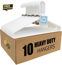 Quality White Plastic Hangers 10 Pack - Super Heavy Duty Multipack for Clothes