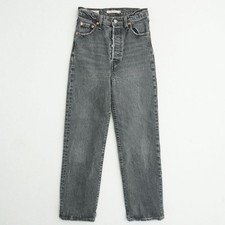 Levis Premium Ribcage Straight Ankle Jeans Womens Size 26 Gray Wash Button Fly