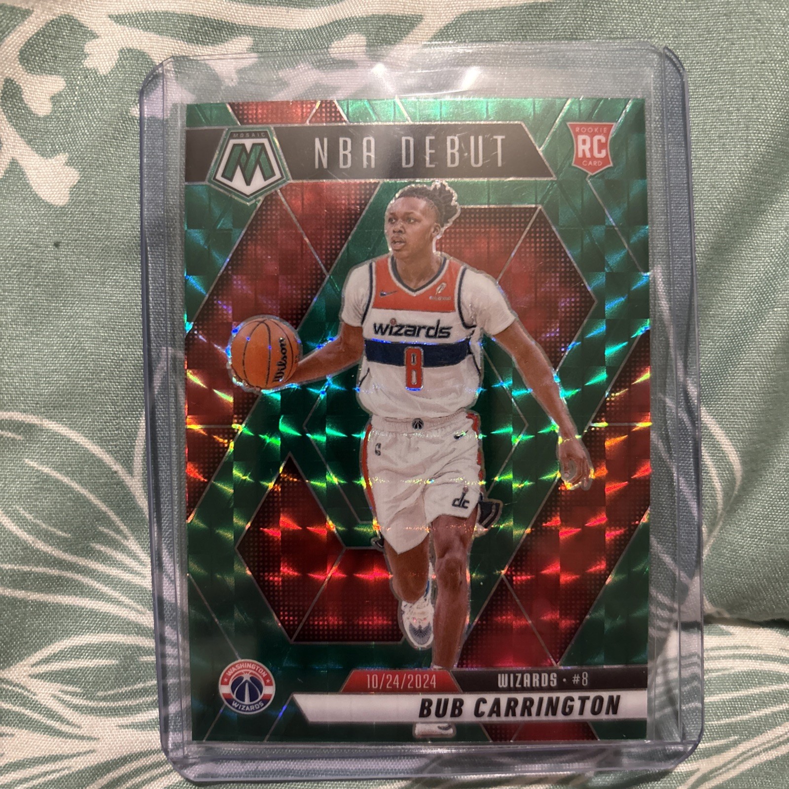 2024-25 Panini Mosaic - NBA Debut Bub Carrington #259 Green Mosaic Prizm (RC)