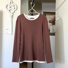 ZARA MEN BRICK  CREAM SWEATER WITH CONTRAST TRIM DETAILS/MEDIUM